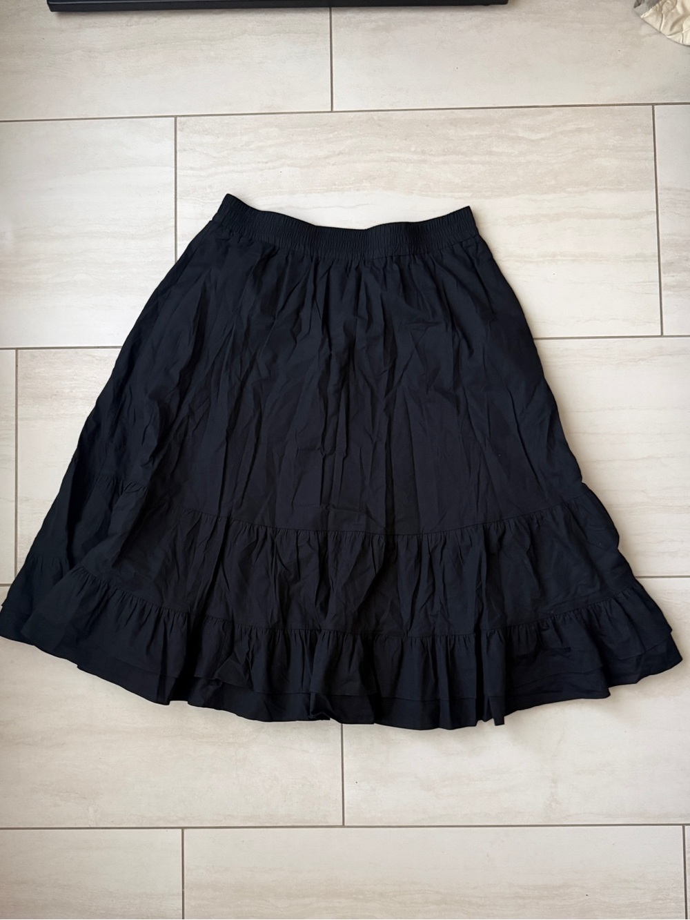 Women’s Black Tiered A-Line Skirt with Elastic Waist